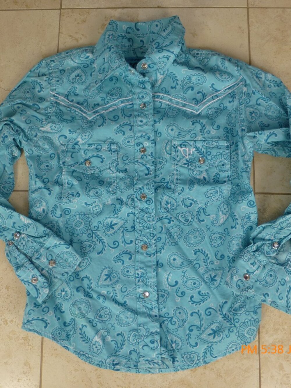Cowgirl Hardware Women's Paisley Design Long Sleeve Western Shirt SM Rodeo